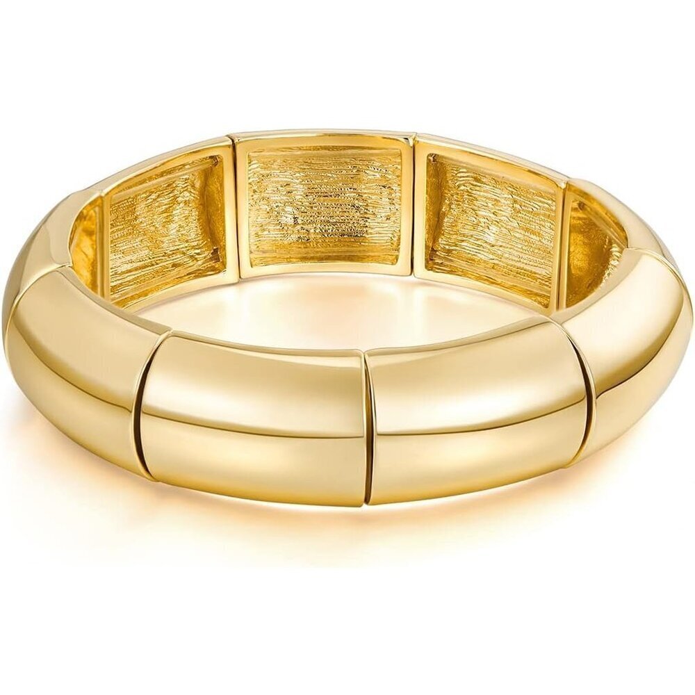 Gold Silver Style J Chunky Bangle Bracelet for Women and Men Fashion Jewelry - Picture 1 of 5